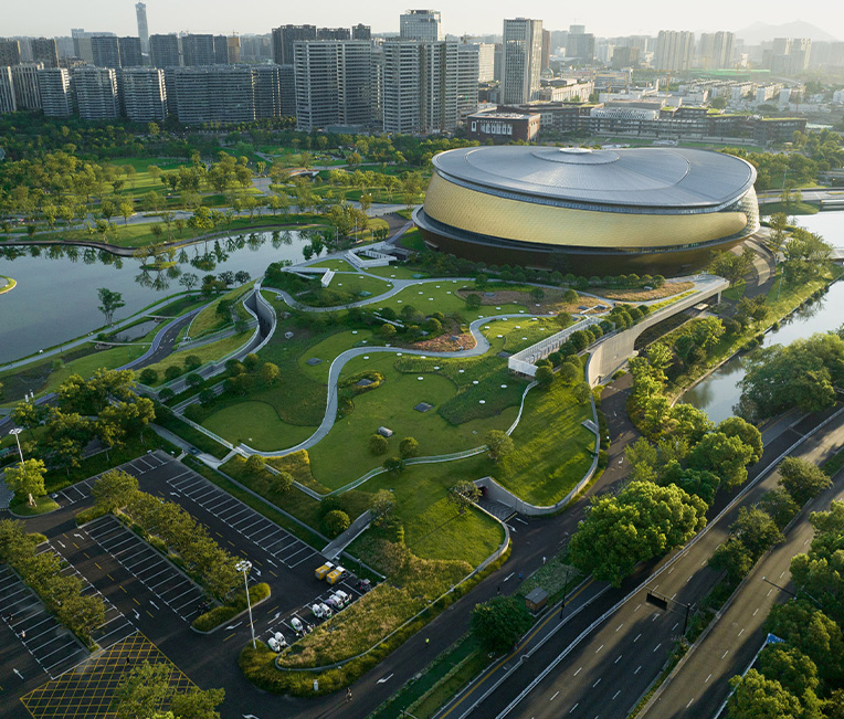 Podprojekt presvlačenja čelične konstrukcije u sportskom parku Hangzhou Eastern Bay (dvorana za rolanje, vrpca, pomoćne prostorije, krajobrazni toranj)
